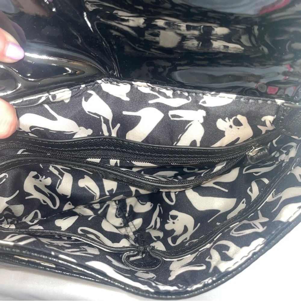 Nine West Women's Crossbody Handbag Adjustable Strap Black Faux Leather Patent